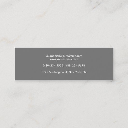 Elegant grijs minimalistisch professioneel modern mini visitekaartje (Achterkant)