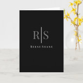 Elegant grijs monogram & witte naam, blanco Kaart (Gele Bloem)