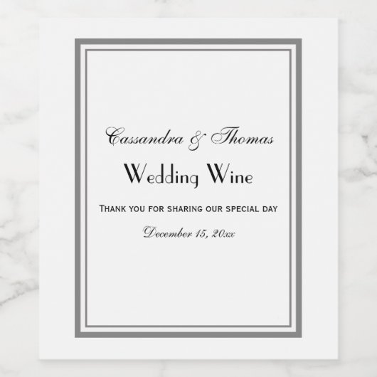Elegant grijs omhuld H Wijnflesetiket Wijn Etiket (Enkel label)
