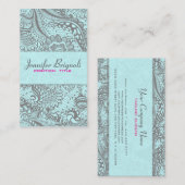 Elegant Grijs & Pastel Blauw Abstract Bloemen 2 Visitekaartje (Voorkant / Achterkant)