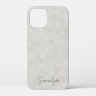 Elegant grijs perkament met naam iPhone 12 mini hoesje