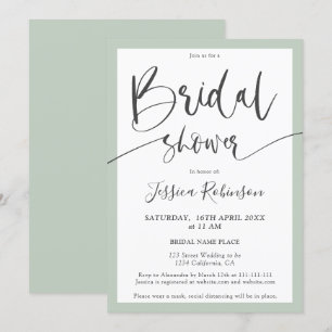 Elegant grijs salie groen script chic vrijgezellen kaart