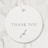 Elegant Grijs Script Monogram Huwelijk Bedankjes Labels (Voorkant)