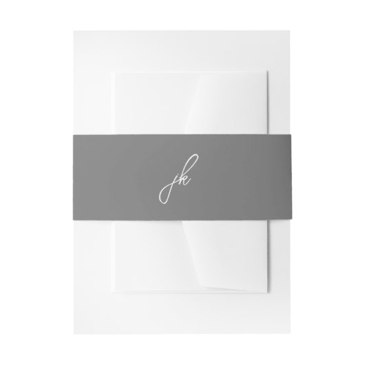 Elegant Grijs Script Monogram Huwelijk Uitnodigingen Wikkel (Voorkant Voorbeeld)