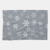 Elegant Grijs Sneeuwvlokken patroon Kerst Theedoek (Horizontaal)
