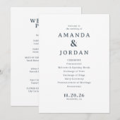 Elegant grijs typografisch huwelijksprogramma programma (Voorkant / Achterkant)