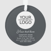 Elegant grijs Voeg je Logo aangepaste tekstpromoti Ornament (achterkant)