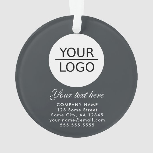 Elegant grijs Voeg je Logo aangepaste tekstpromoti Ornament (achterkant)