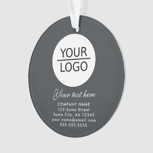 Elegant grijs Voeg je Logo aangepaste tekstpromoti Ornament (voorkant)