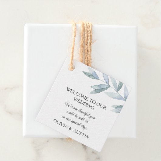 Elegant grijs waterverf blad. Botanische bruiloft Bedankjes Labels (In situ)