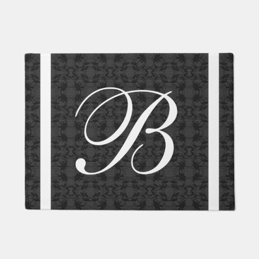 Elegant grijs wit en zwart monogram deurmat (Voorkant)