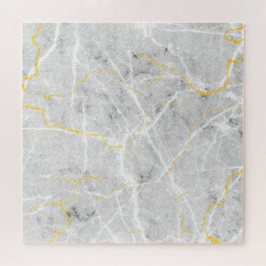 Elegant Grijs Wit Goud Marmer Abstract Hard Legpuzzel (Horizontaal)