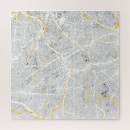 Elegant Grijs Wit Goud Marmer Abstract Hard Legpuzzel (Verticaal)