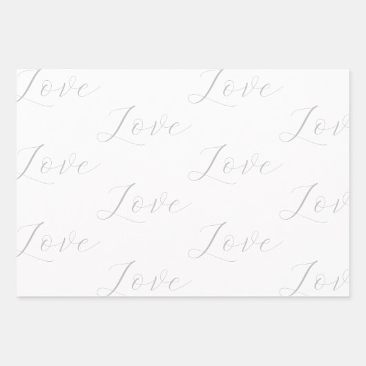 Elegant Grijs Wit Liefde Bruiloft Inpakpapier Vel (Voorkant 3)
