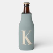Elegant grijs & wit monogram flesjeskoeler (Fles Voorkant)