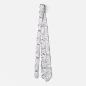 Elegant  Grijs Wit Paard Bloemenpatroon Stropdas (Achterkant)