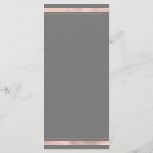 Elegant grijs wit rosé goud marmer bruiloft Menu (Achterkant)