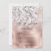 Elegant grijs wit rosé goud marmer RSVP Kaart (Voorkant)