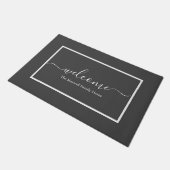 Elegant grijs witte manuscriptfamilie heet welkoms deurmat (Schuin)