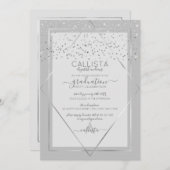 Elegant Grijs Zilver Confetti Border Afstuderen Kaart (Voorkant / Achterkant)