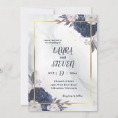 Elegant grijze blauwe volken in één huwelijk kaart (Voorkant)