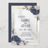 Elegant grijze blauwe volken in één huwelijk kaart (Voorkant / Achterkant)