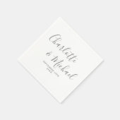 Elegant grijze handtekening scriptie bruiloft servet (Hoek)