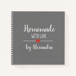 Elegant grijze Homemade met liefdesrecept Notitieboek