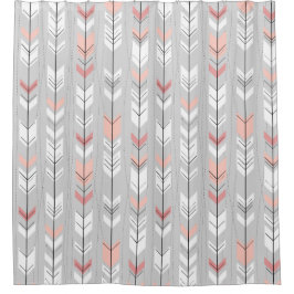 Elegant grijze witte witte roze pijlen die neerval douchegordijn
