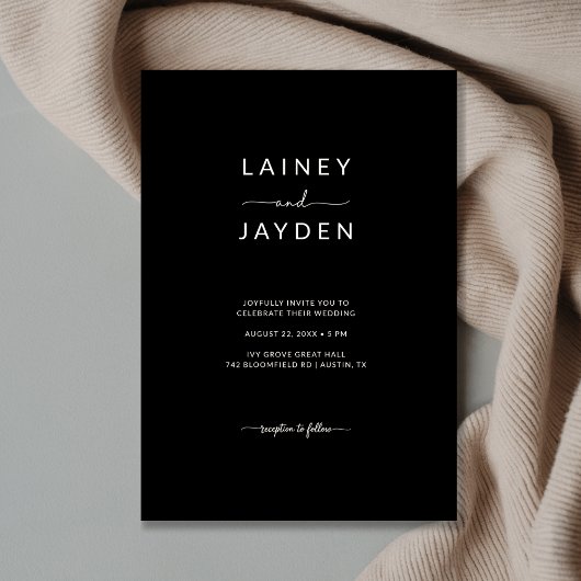 Elegant grillig script zwart minimalistische bruil kaart