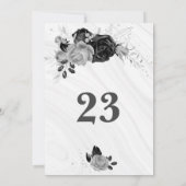 Élégant gris argenté et noir numéro de table flora (Dos)