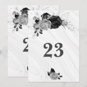 Élégant gris argenté et noir numéro de table flora (Devant / Derrière)