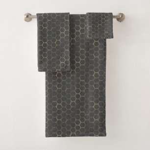 Élégant gris avec Motif de ruche Hexagon d'or