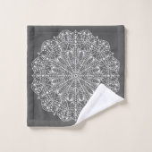 Elégant Gris & Blanc Floral Mandala Outlines (Gant de toilette)
