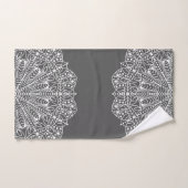 Elégant Gris & Blanc Floral Mandala Outlines (Serviette à main)