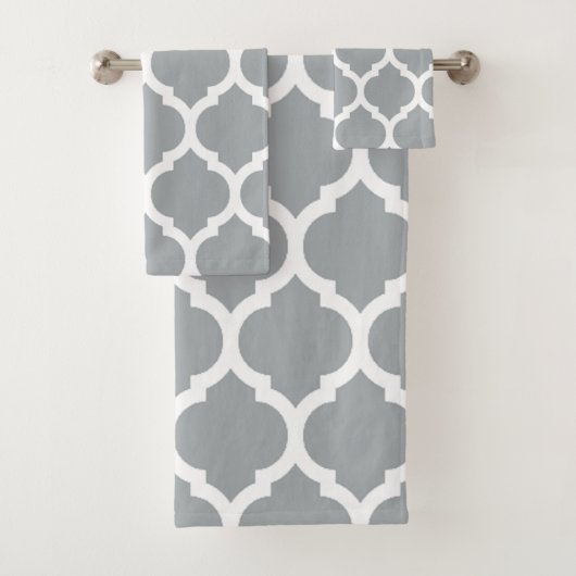 Élégant gris blanc Motif Quatrefoil marocain (En situation)