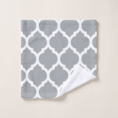 Élégant gris blanc Motif Quatrefoil marocain (Gant de toilette)