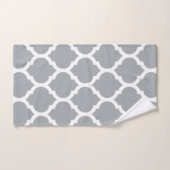 Élégant gris blanc Motif Quatrefoil marocain (Serviette à main)
