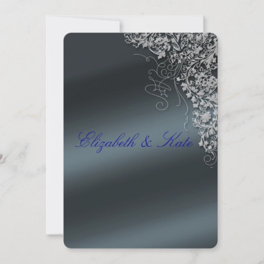Élégant, gris bleu, Faire-part de mariage (Devant)