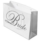 Élégant Gris Classic Script Bride Grand sac cadeau (Dos Angle)