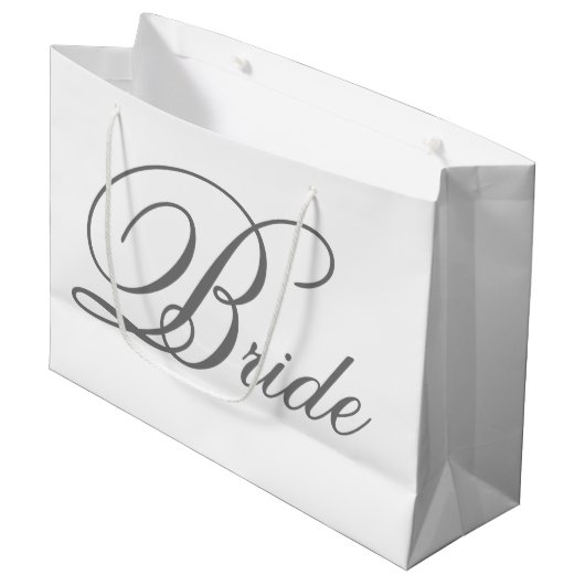 Élégant Gris Classic Script Bride Grand sac cadeau (Devant Angle)