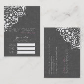 Elégant Gris Damas Blanche Dentelle Carte de rende (Devant / Derrière)