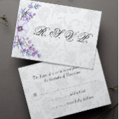 Elégant gris Damas et mariage floral violet RSVP