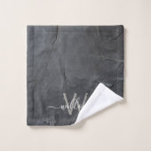 Élégant Gris de Charbon Stone Script Monogramme (Gant de toilette)