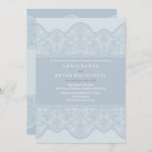 Elégant Gris Dentelle Mariage Invitations (Devant / Derrière)