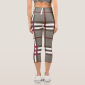 Élégant Gris et Blanc Haut Taille Plaid Leggings (Verso)