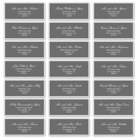Elégant gris foncé blanc Étiquettes de adresse inv (Devant)