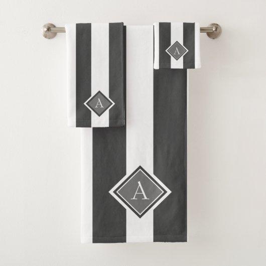 Élégant Gris Gris Blancs Monogramme (En situation)