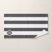Élégant Gris Gris Blancs Monogramme (Serviette à main)