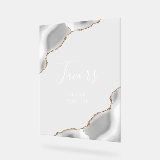 Elégant Gris Or Agate Mariage Faveurs (Angle)